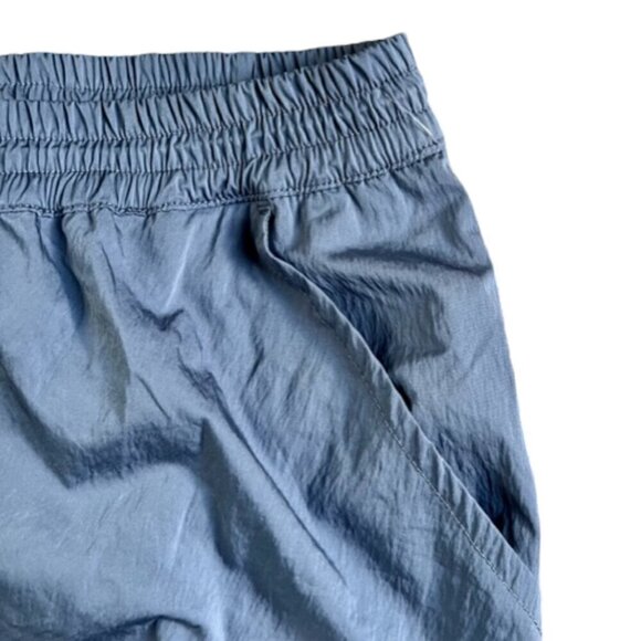 FREE PEOPLE Movement Back To The Future Pants Blue High Rise Ankle Zip Ruched Sm - Picture 3 of 12